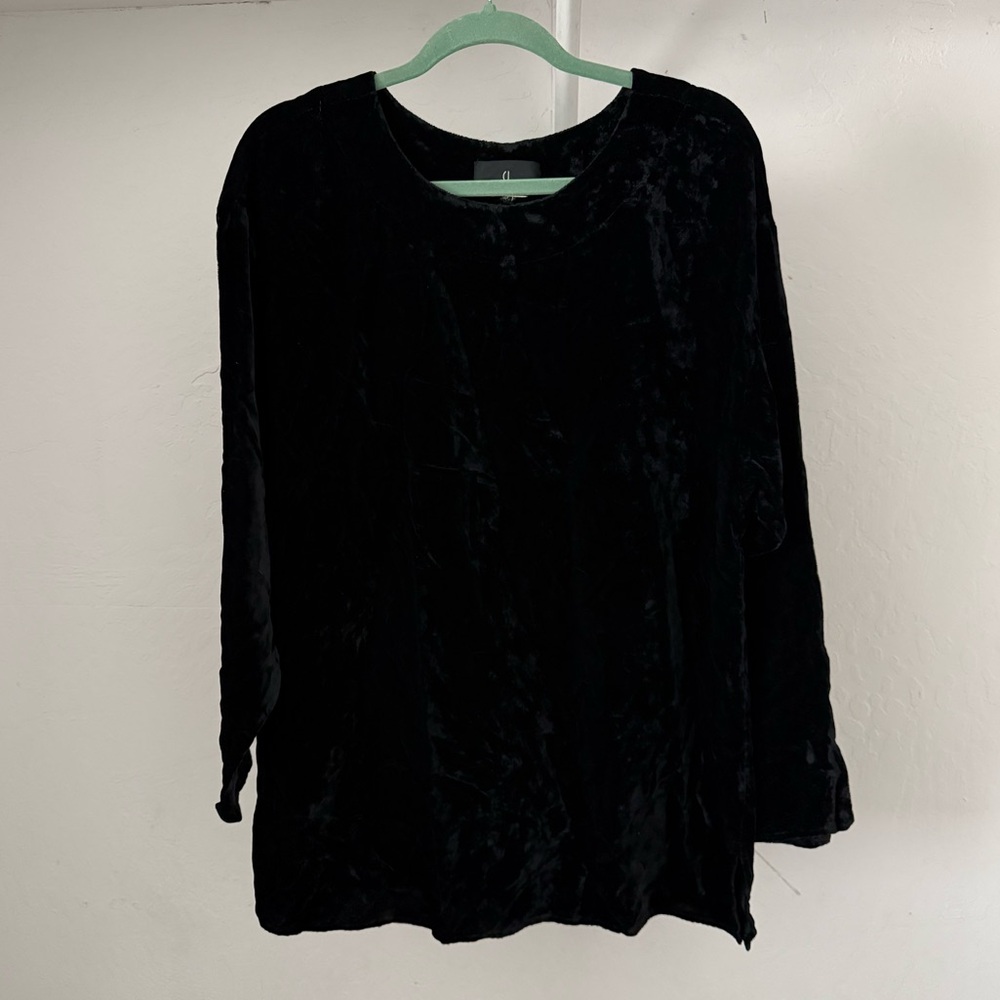 1990s Carole Little Black Velvet Tunic